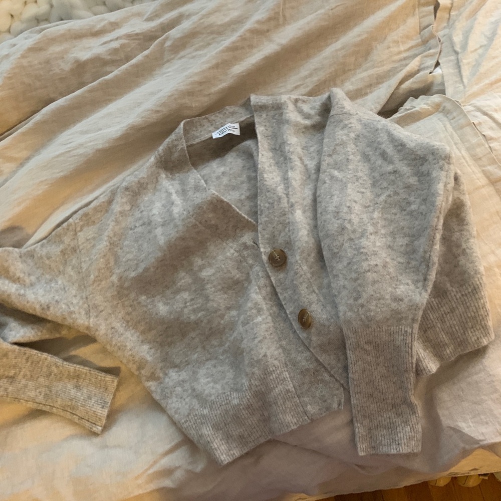 & other stories neutral gray mohair cardigan